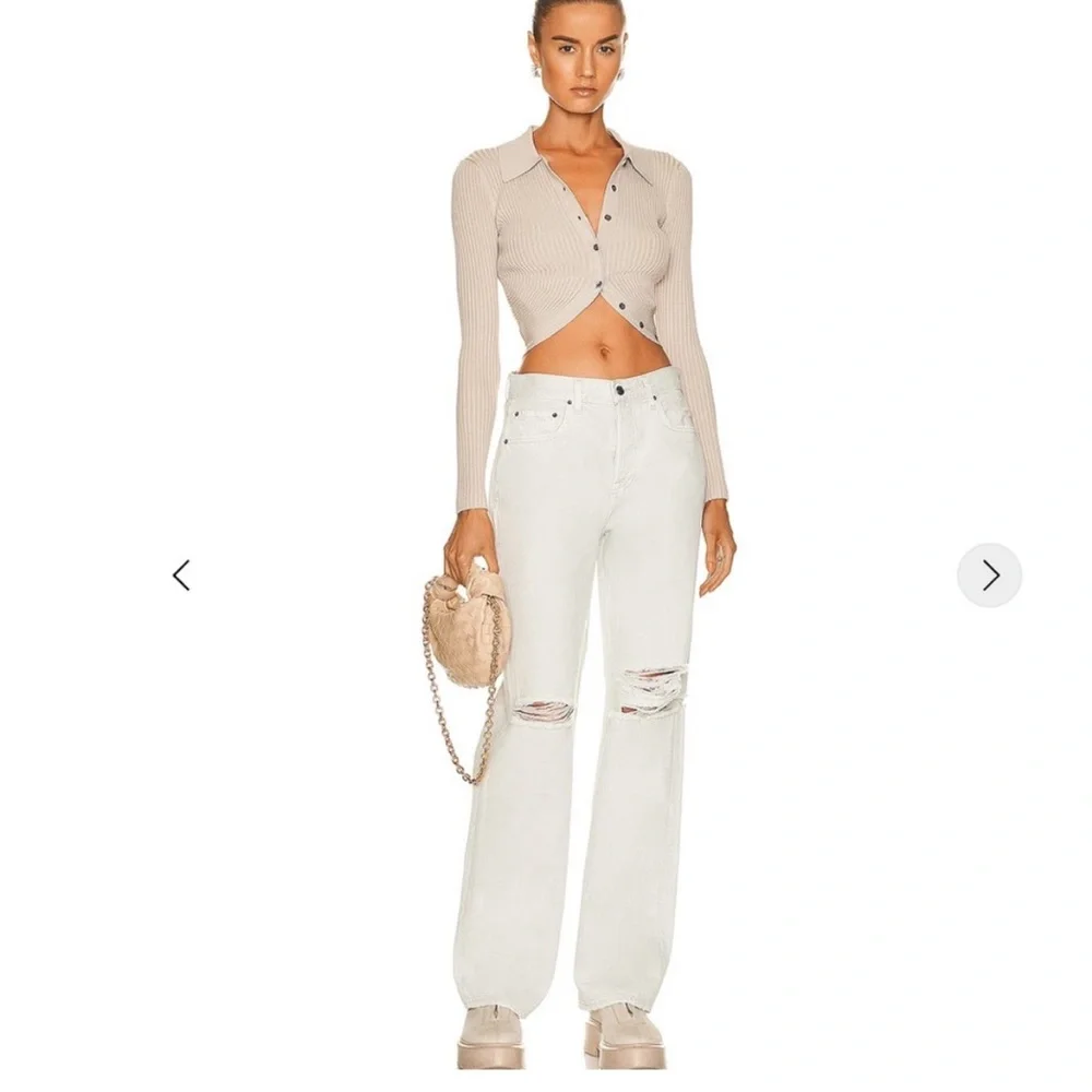 GRLFRND Bella Low Rise Boyfriend Jeans in White, Mojave Size 27 Retail $225 - Picture 1 of 11